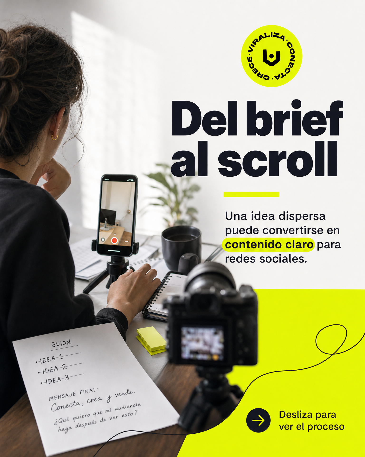 Viraly: Del brief al scroll, publicación en blanco, negro y lima